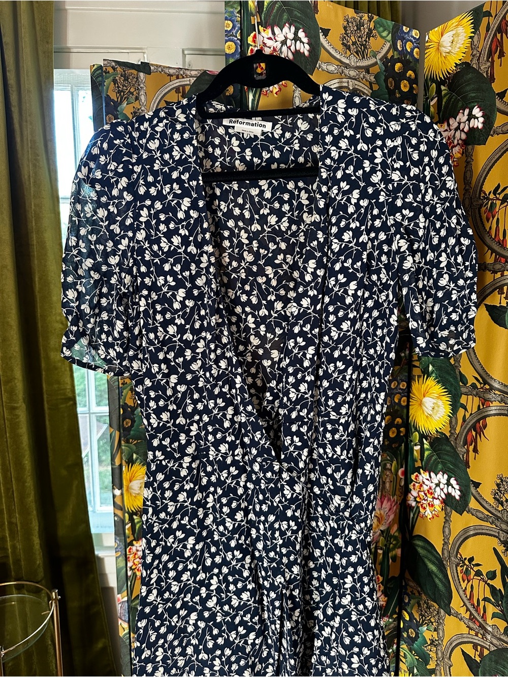 Reformation Blue Floral Lucky Elyse Wrap Dress Small - Picture 4 of 6